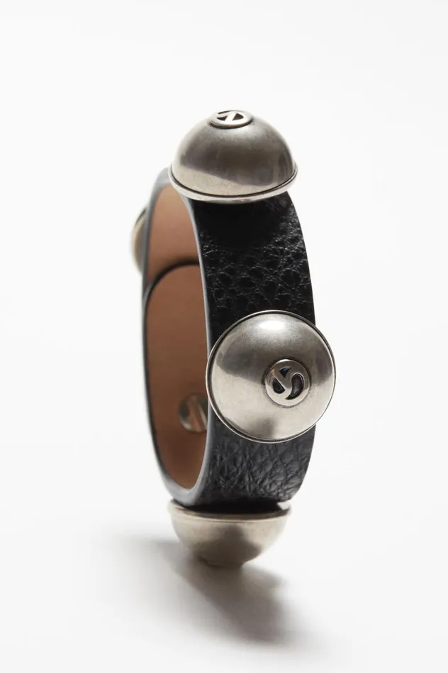 Acne Studios Leather Stud Bracelet Black Men Jewellery