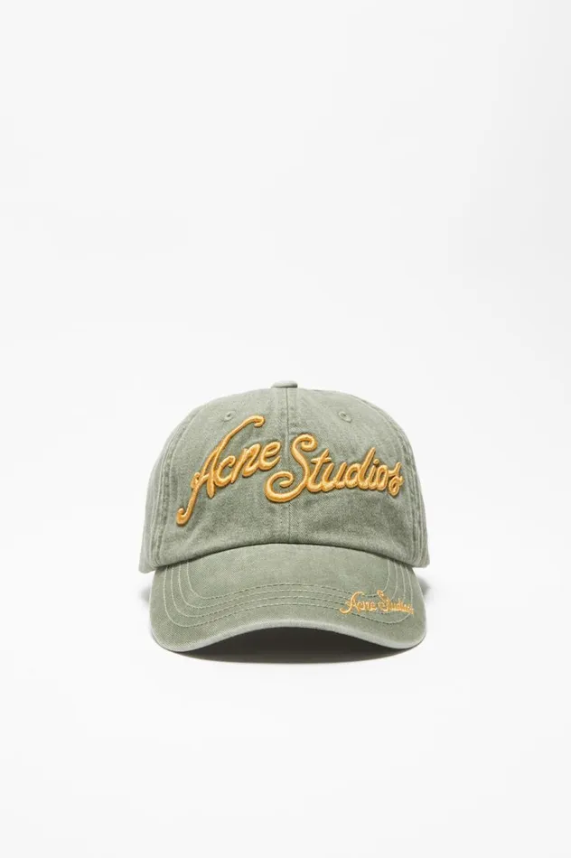 Acne Studios Logo Cap Sage Green Women Hats