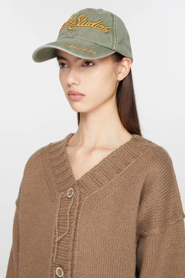 Acne Studios Logo Cap Sage Green Women Hats