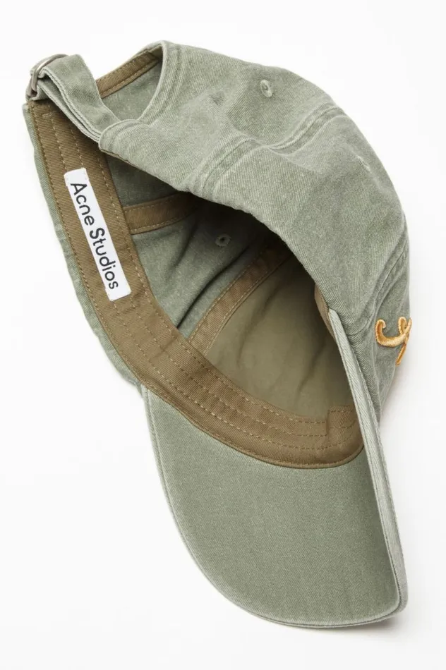 Acne Studios Logo Cap Sage Green Women Hats
