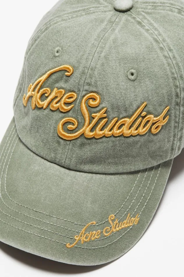 Acne Studios Logo Cap Sage Green Women Hats