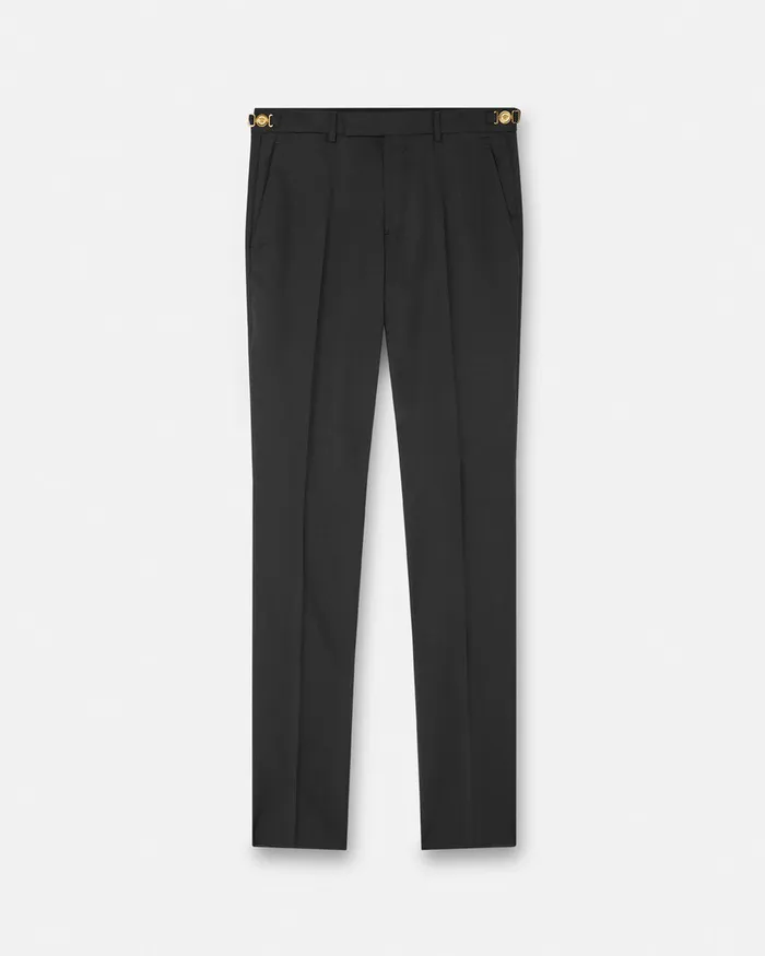 Blazers and Suits Men Versace Wool Formal Pants Black