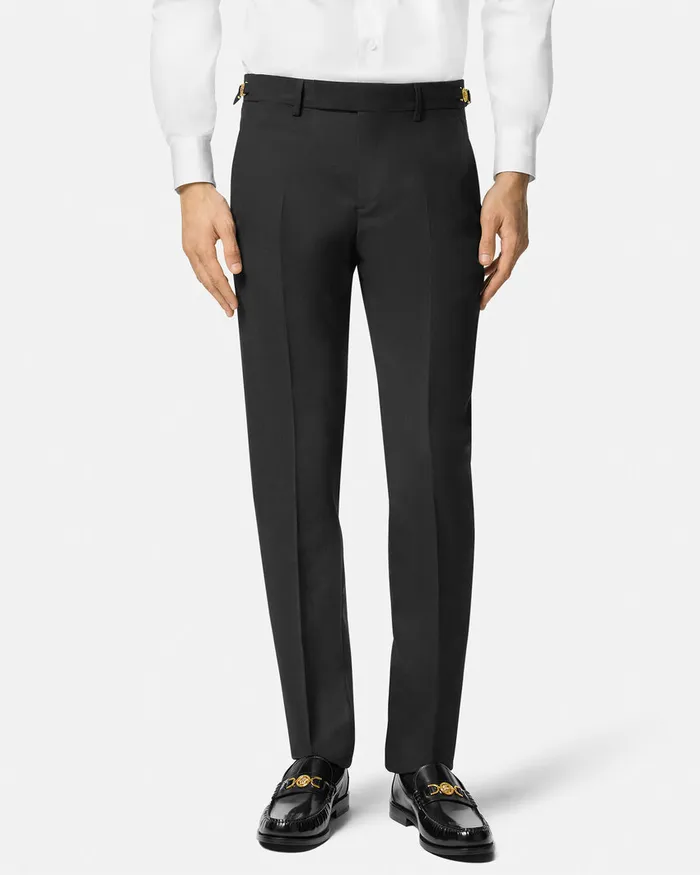 Blazers and Suits Men Versace Wool Formal Pants Black