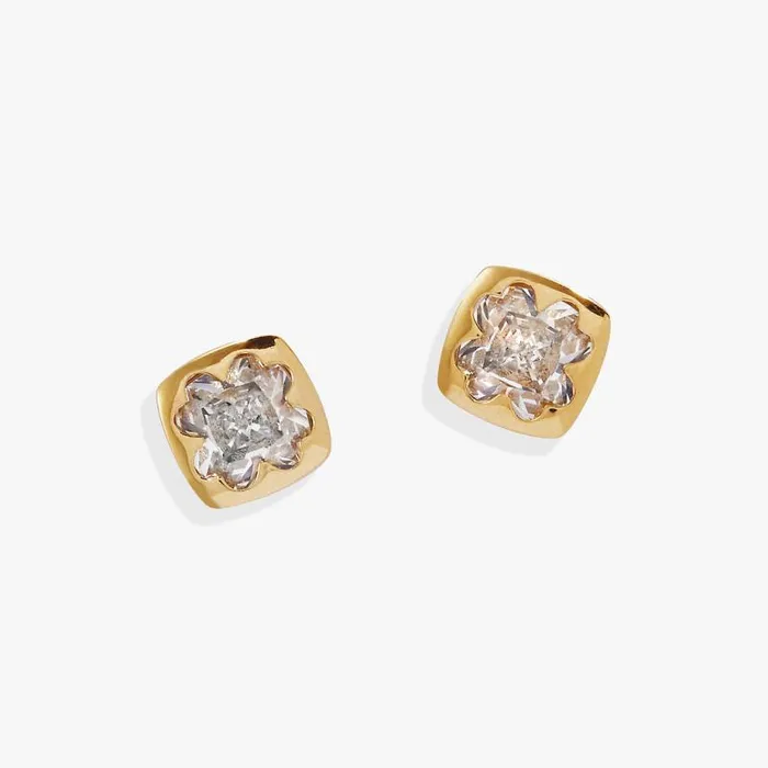 Earrings Women Alex And Ani Crystal Clover Mini Stud Earrings Stainless Steel Gold