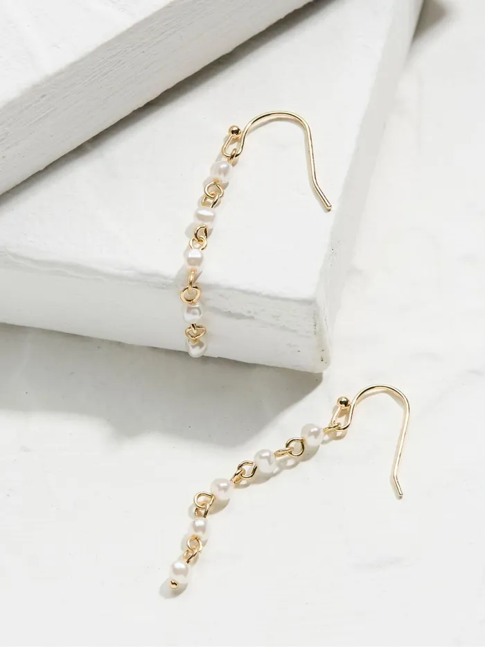 Fat Face Jewellery Gold Tone Pearl Chain Earrings 8211 Women