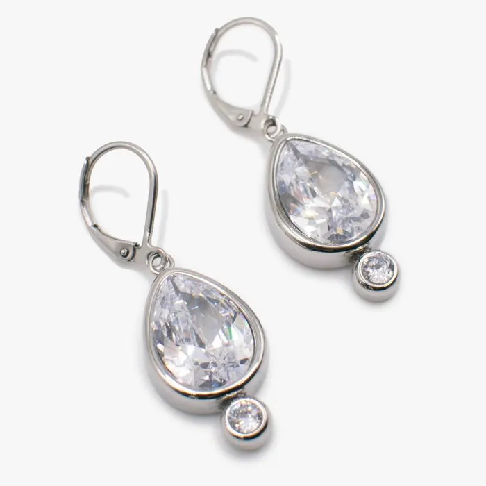 Fine Jewelry Women Alex And Ani Crystal Drop Earrings Stainless Steel Silver