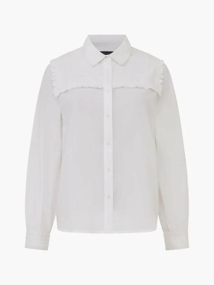 French Connection Amelie Cambric Embroidered Shirt Linen White Women Tops