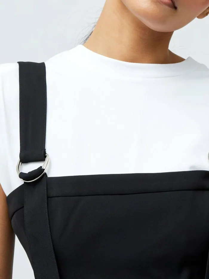 French Connection Harrie Suiting Pinafore Midi Dress Black Women Dresses
