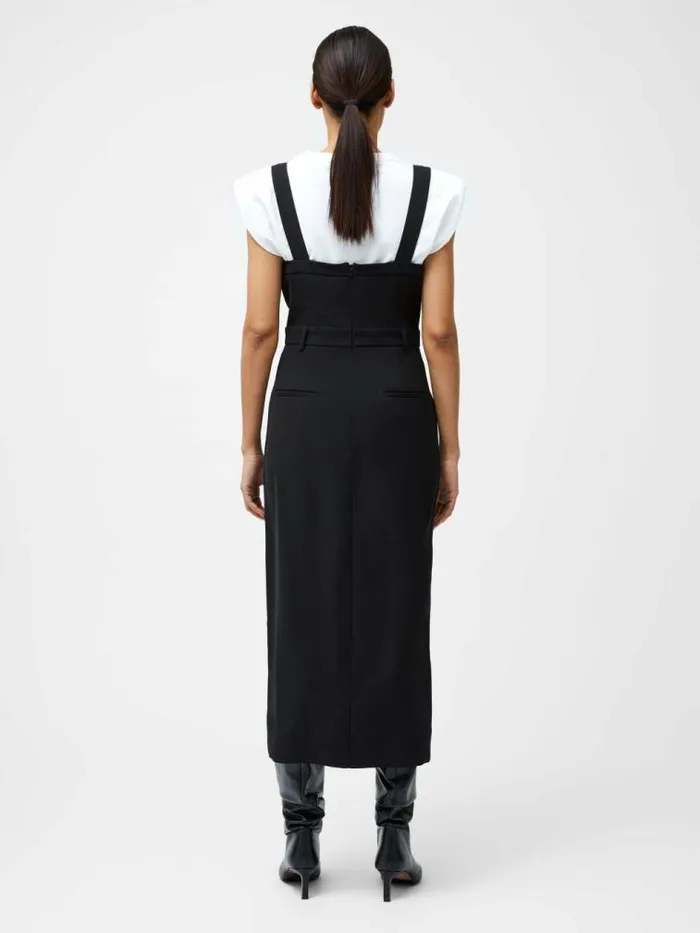 French Connection Harrie Suiting Pinafore Midi Dress Black Women Dresses
