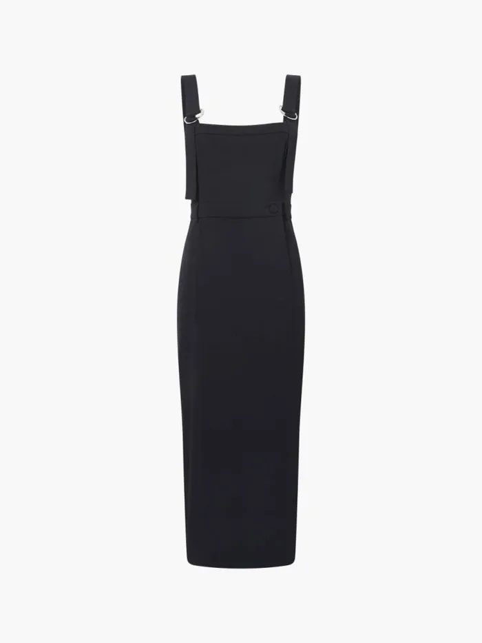 French Connection Harrie Suiting Pinafore Midi Dress Black Women Dresses