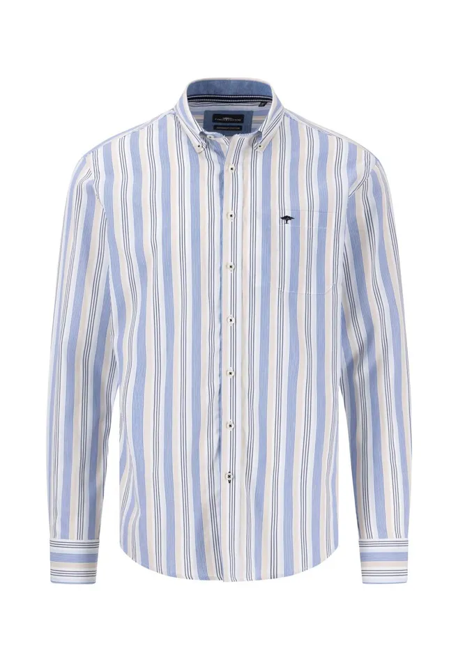 FYNCHHATTON Fine Striped Shirt With Buttondown Collar Summer Breezestrong Blue Men Shirts