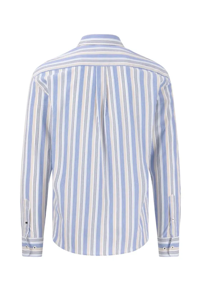FYNCHHATTON Fine Striped Shirt With Buttondown Collar Summer Breezestrong Blue Men Shirts