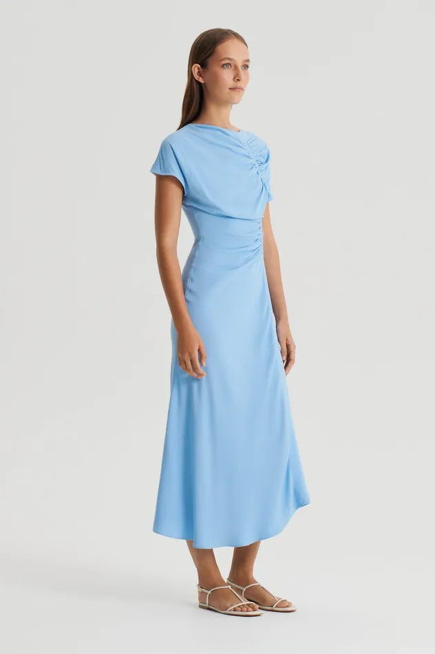 GATHERED DRAPE DRESS SKY Women Dresses Scanlan Theodore GATHERED DRAPE DRESS SKY Women Dresses Scanlan Theodore