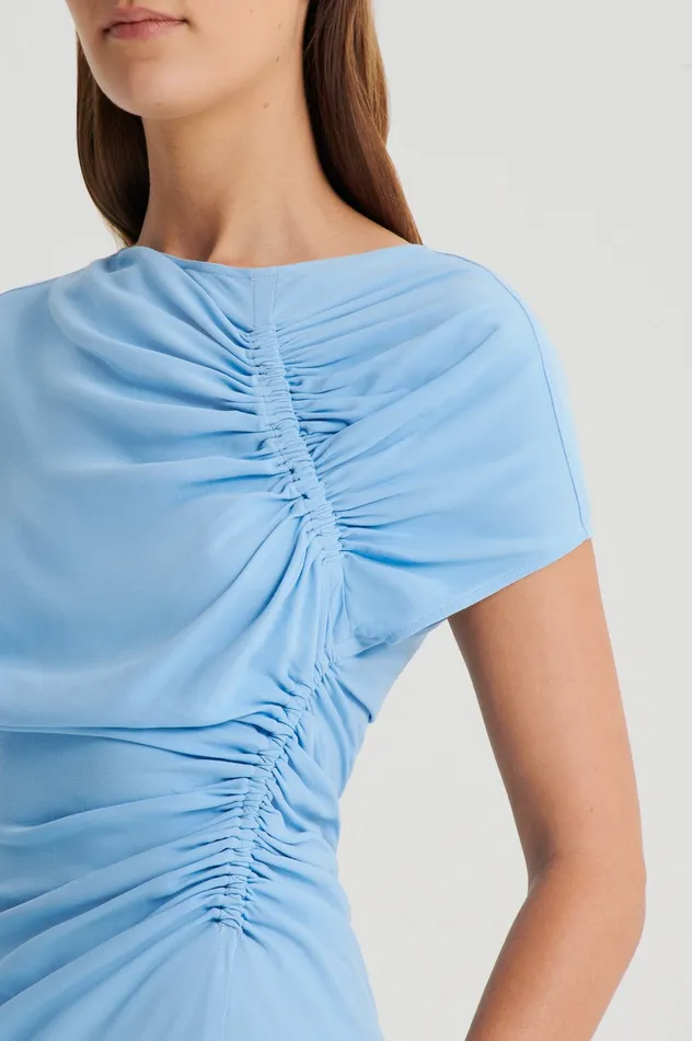 GATHERED DRAPE DRESS SKY Women Dresses Scanlan Theodore GATHERED DRAPE DRESS SKY Women Dresses Scanlan Theodore