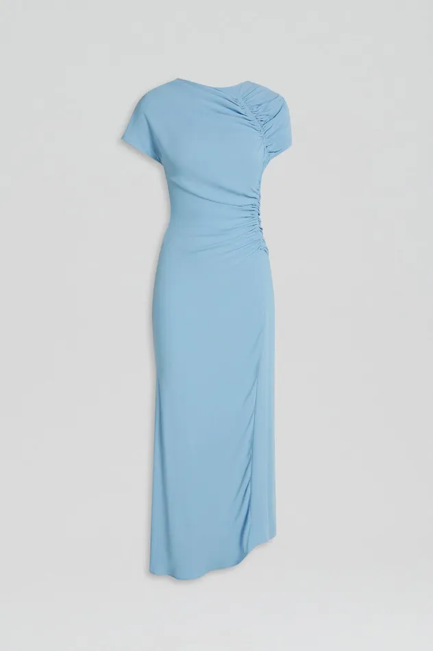 GATHERED DRAPE DRESS SKY Women Dresses Scanlan Theodore GATHERED DRAPE DRESS SKY Women Dresses Scanlan Theodore