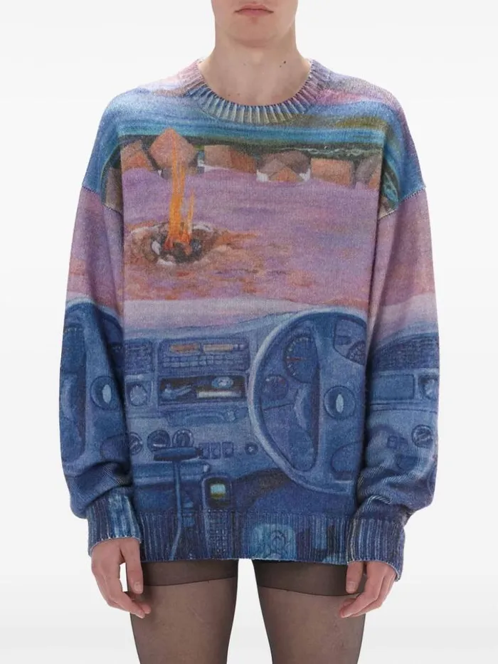 Henrik Vibskov Boutique Printed Jumper 8211 Cornflower Blue Men Knitwear
