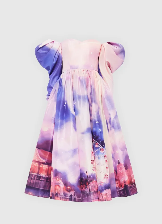 Ina Off Shoulder Bustier Midi Dress 8211 Fairground Print Dresses and Jumpsuits LEO LIN Women