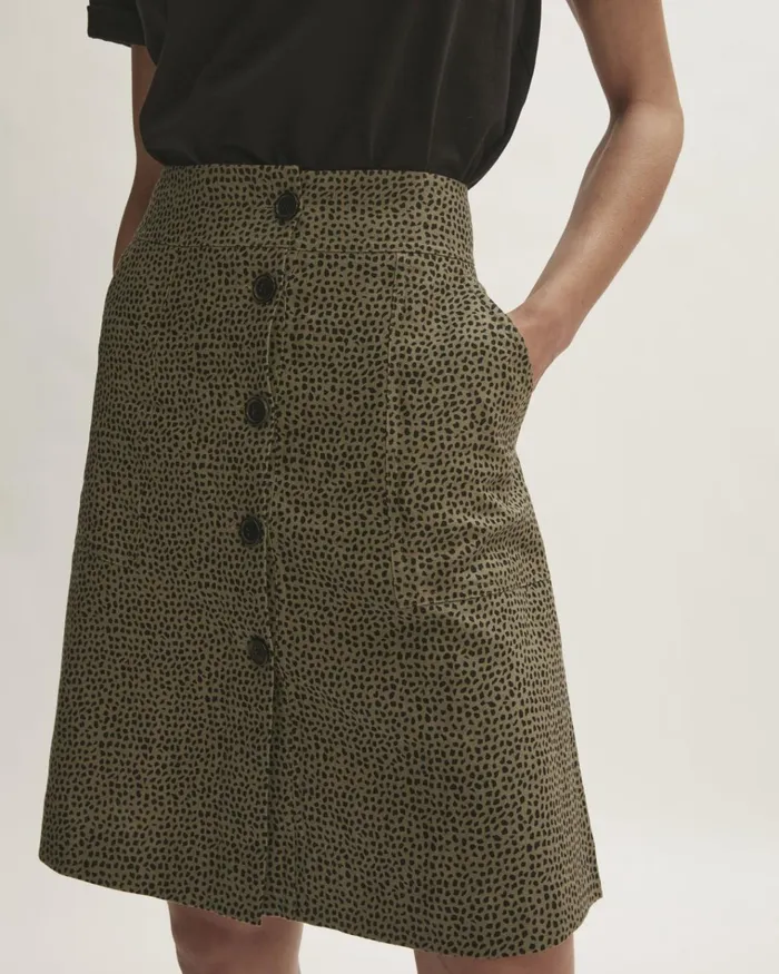 Jigsaw Skirts Women Linen Animal Polka Skirt Green