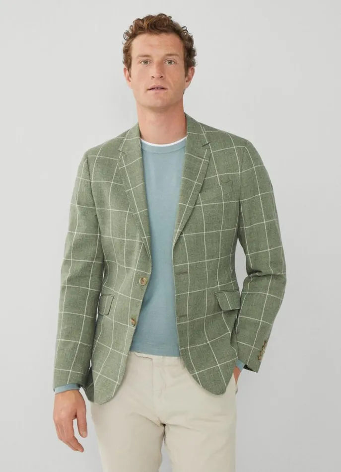 Men Blazers Hackett London Check Blazer Green