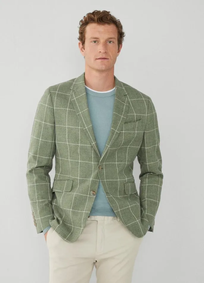 Men Blazers Hackett London Check Blazer Green