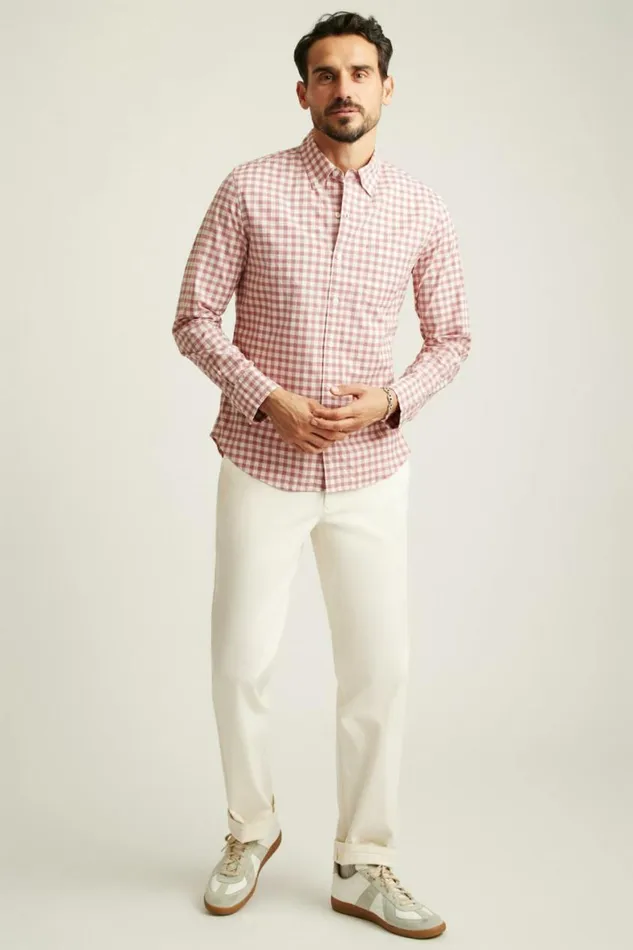 Men Everyday Shirt Rose Pink Gingham Bonobos Business Casual Shirts