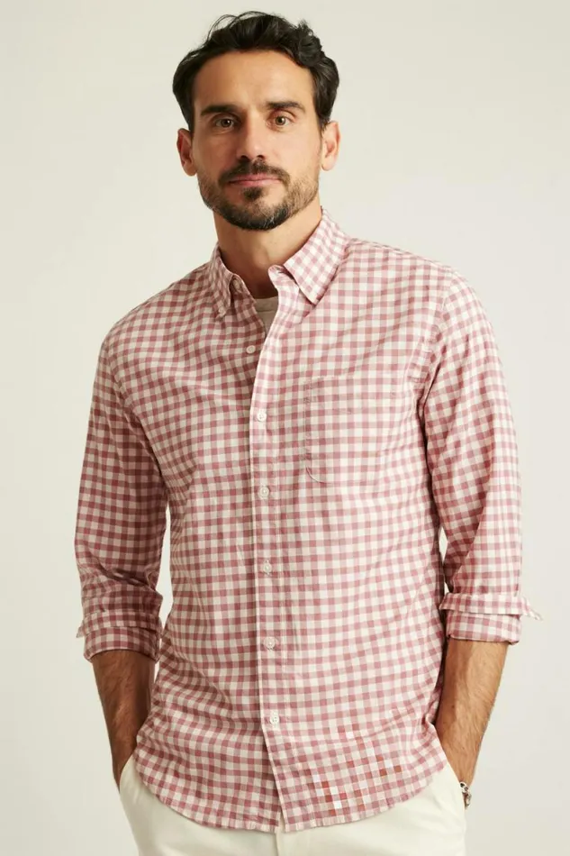 Men Everyday Shirt Rose Pink Gingham Bonobos Business Casual Shirts