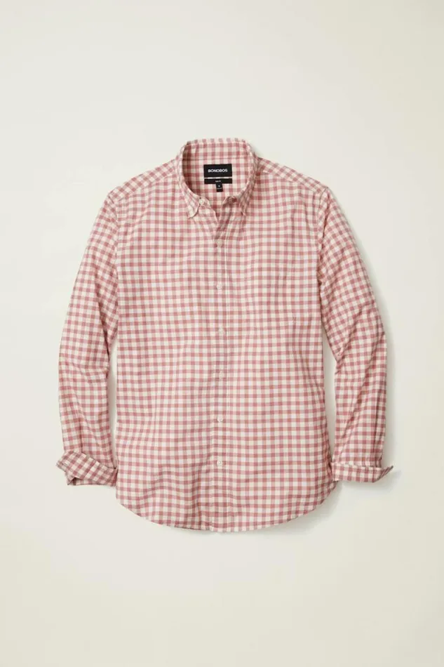 Men Everyday Shirt Rose Pink Gingham Bonobos Business Casual Shirts