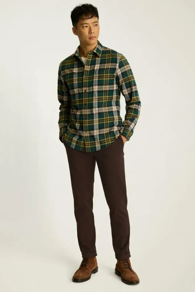Men Fireside Flannel Shirt Khaki Green Blakely Plaid Bonobos Overshirts