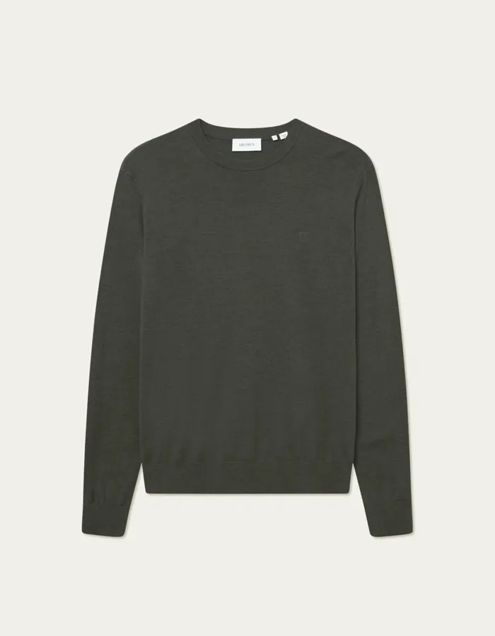 Men Greyson Merino Knit 8211 Forest Green Melange Les Deux Knitwear