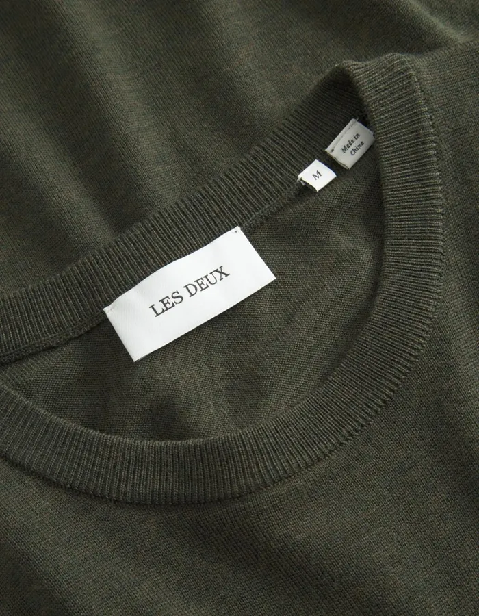 Men Greyson Merino Knit 8211 Forest Green Melange Les Deux Knitwear
