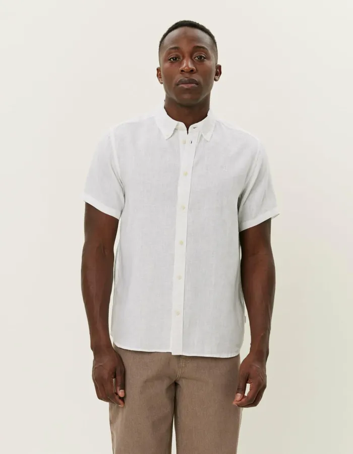 Men Kris Linen SS Shirt 8211 WhiteWhite Les Deux ShirtsOvershirts