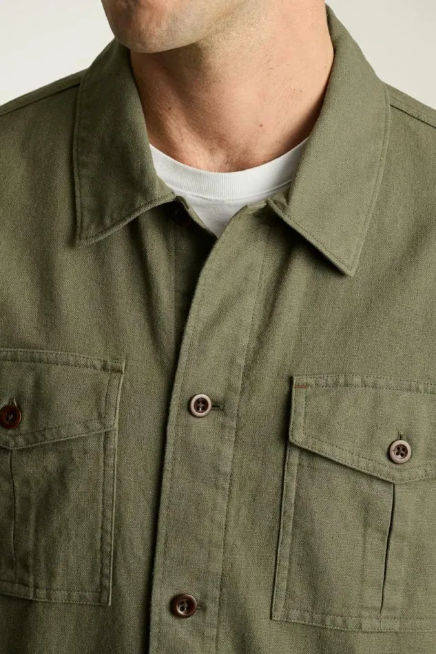 Men Nantucket Linen Overshirt Olive Green Bonobos Casual Shirts