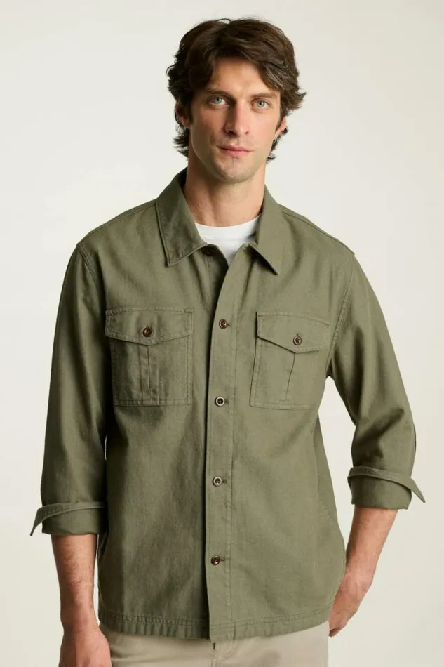 Men Nantucket Linen Overshirt Olive Green Bonobos Casual Shirts