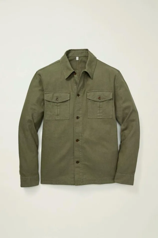 Men Nantucket Linen Overshirt Olive Green Bonobos Casual Shirts