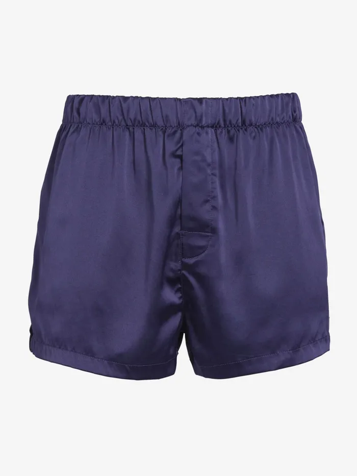 Men Navy Satin Boxer Short Navy Peter Alexander Satin