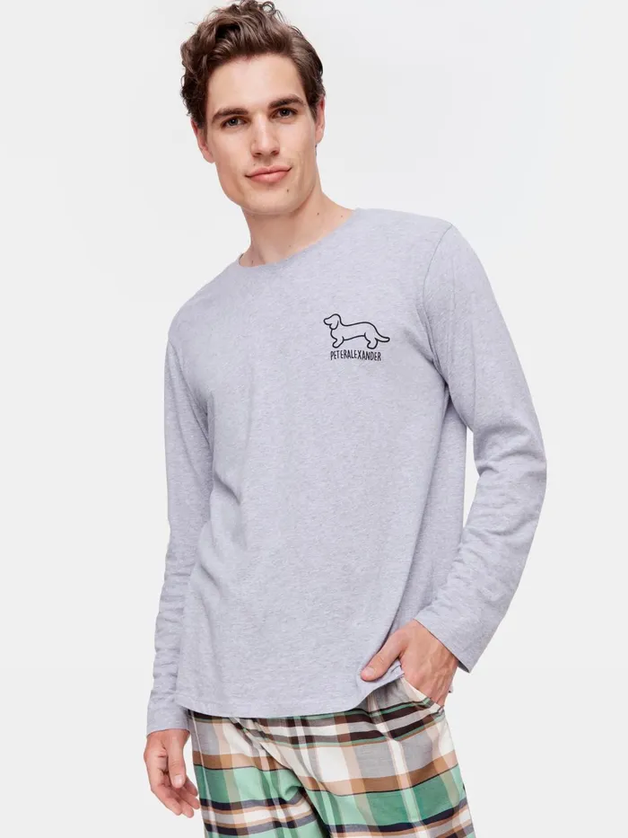 Men Penny Logo Long Sleeve Top Navy Peter Alexander Classic Tops