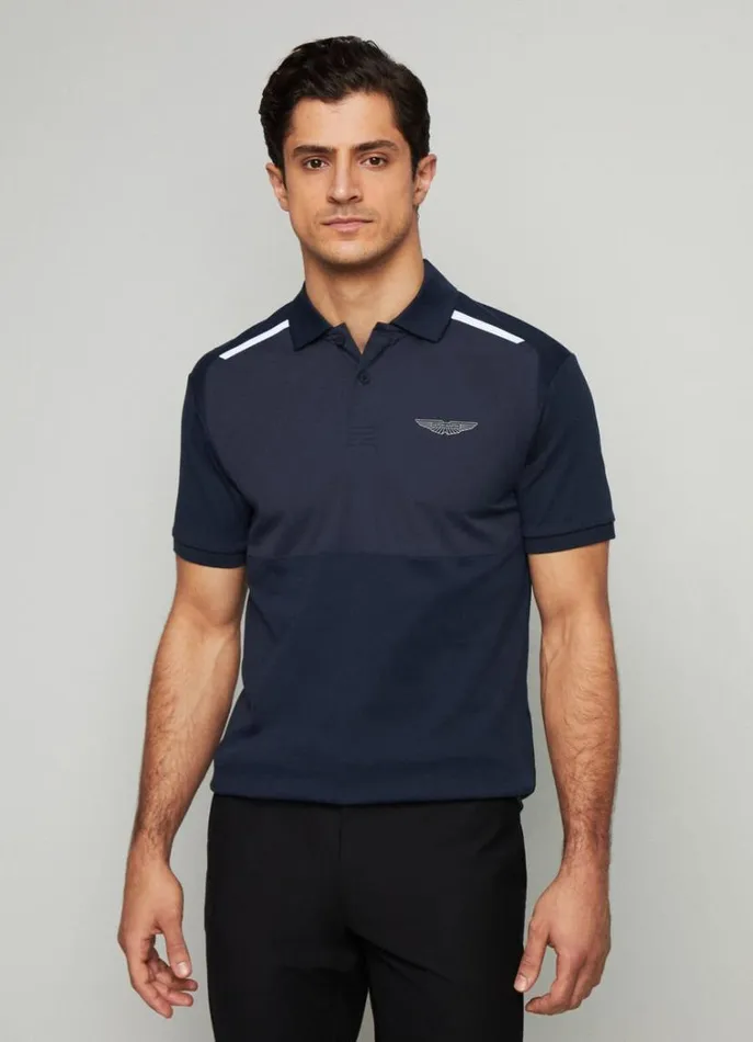 Men Polo Shirts Hackett London Aston Martin Slim Fit Polo Navy