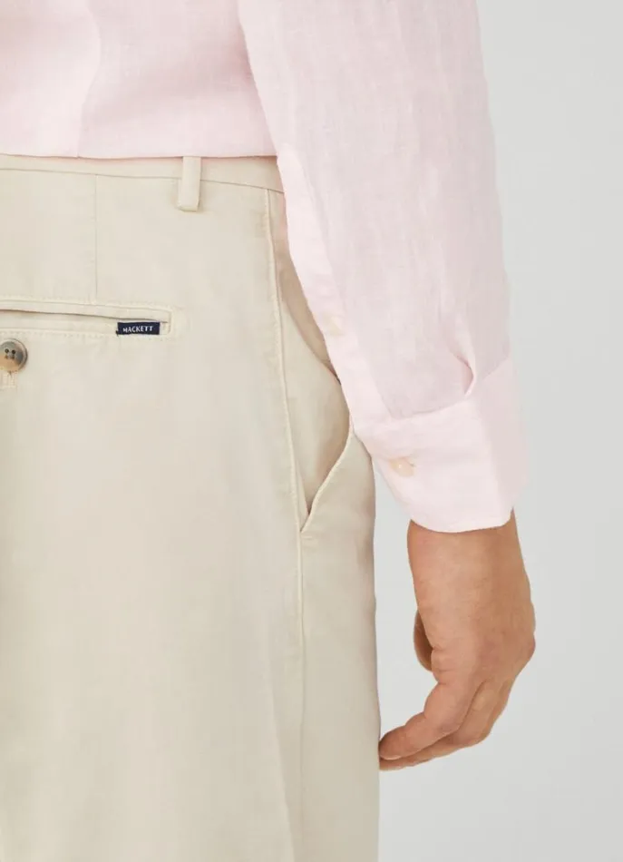 Men Shirts Hackett London Slim Fit Linen Shirt Pink