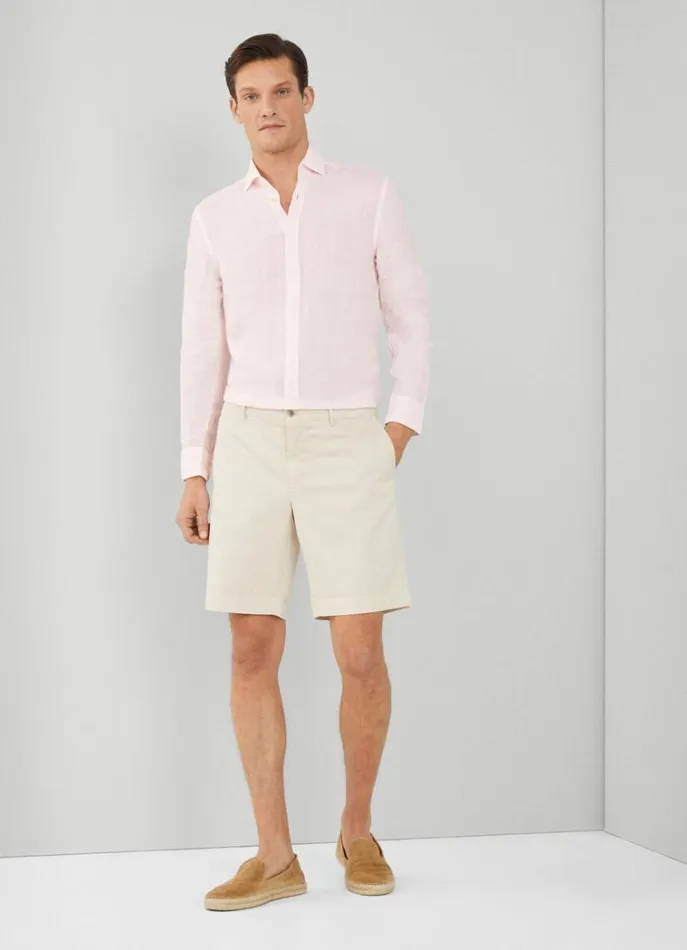 Men Shirts Hackett London Slim Fit Linen Shirt Pink