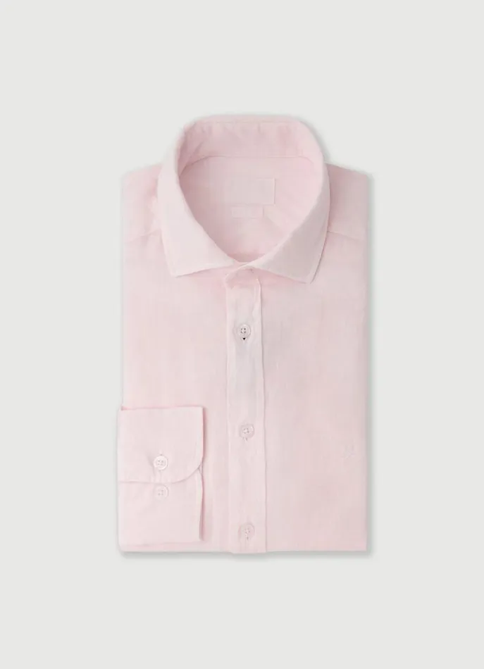 Men Shirts Hackett London Slim Fit Linen Shirt Pink
