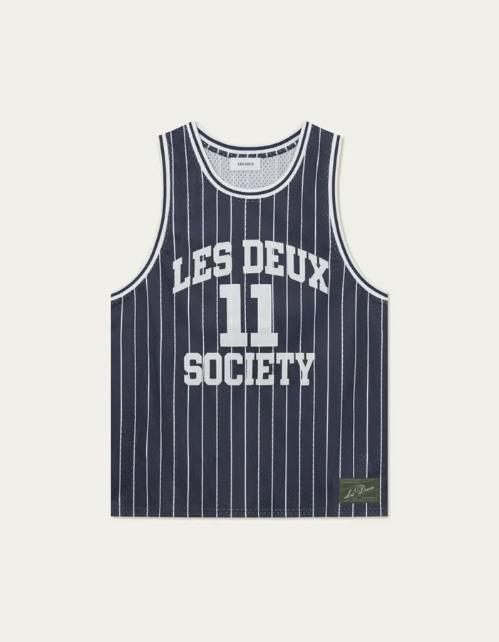 Men Silas Mesh Tank Top 8211 Dark NavyLight Ivory Les Deux Tshirts