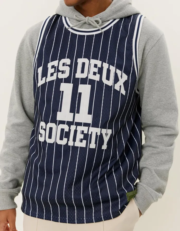 Men Silas Mesh Tank Top 8211 Dark NavyLight Ivory Les Deux Tshirts