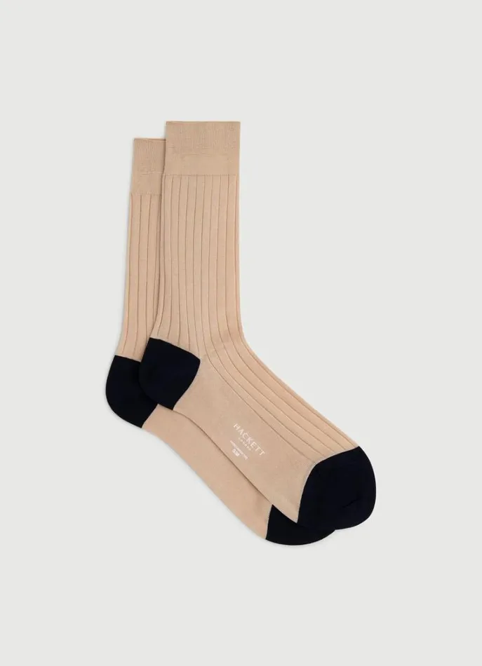 Men Socks and Underwear Hackett London Ribbed Cotton Socks Beige