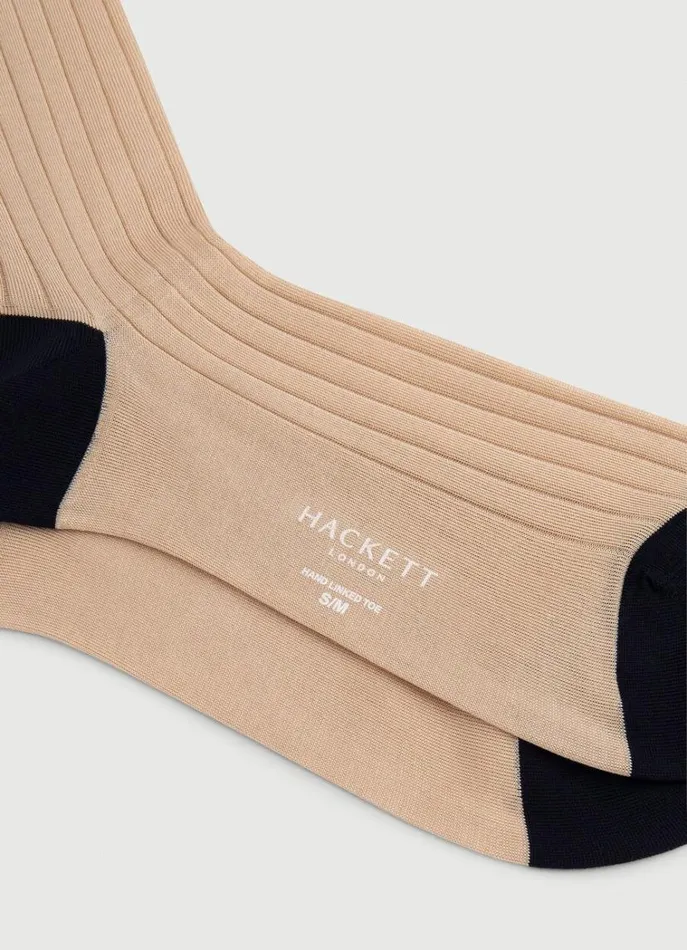 Men Socks and Underwear Hackett London Ribbed Cotton Socks Beige