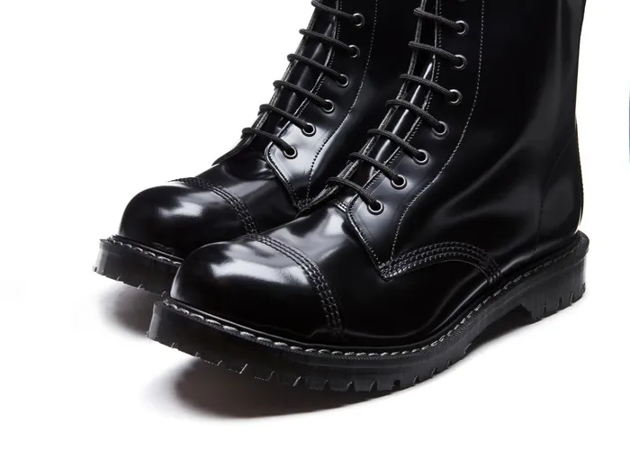 Men Solovair Steel Toe Boots Black 8 Eye Steel Toe Derby Boot