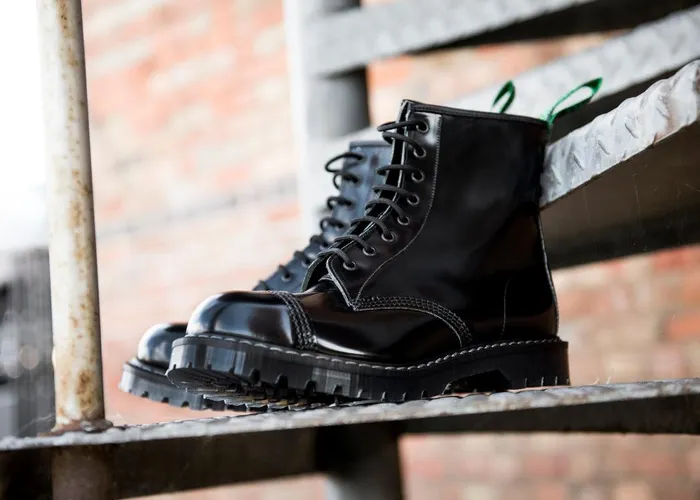 Men Solovair Steel Toe Boots Black 8 Eye Steel Toe Derby Boot