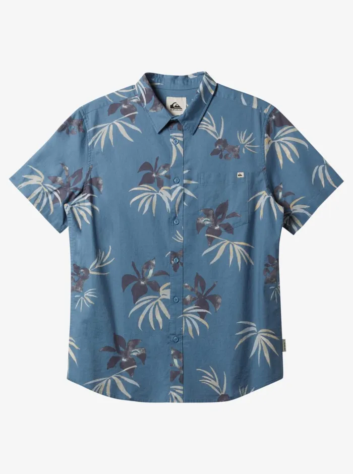 Quiksilver Apero Classic Short Sleeve Woven Shirt Blue Shadow Aop Mix Bag Mens Shirts and Polos