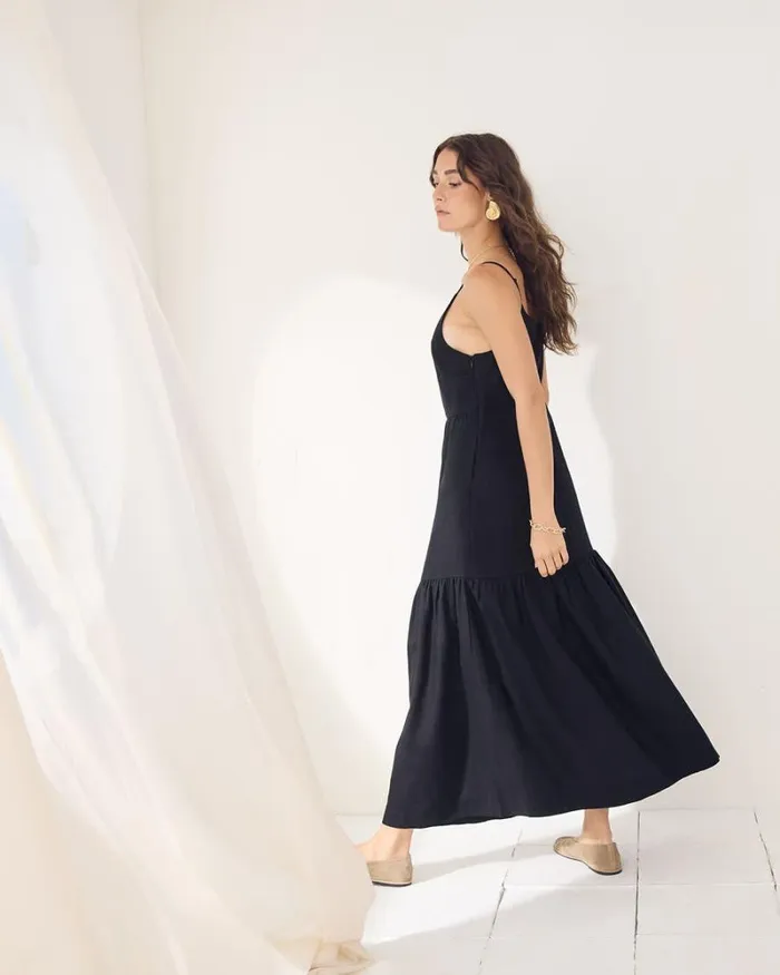 RWandCO Dresses Sleeveless SquareNeck LinenBlend Straight Maxi Dress Black 8211 Women RWandCO Dresses Sleeveless SquareNeck LinenBlend Straight Maxi Dress Black 8211 Women
