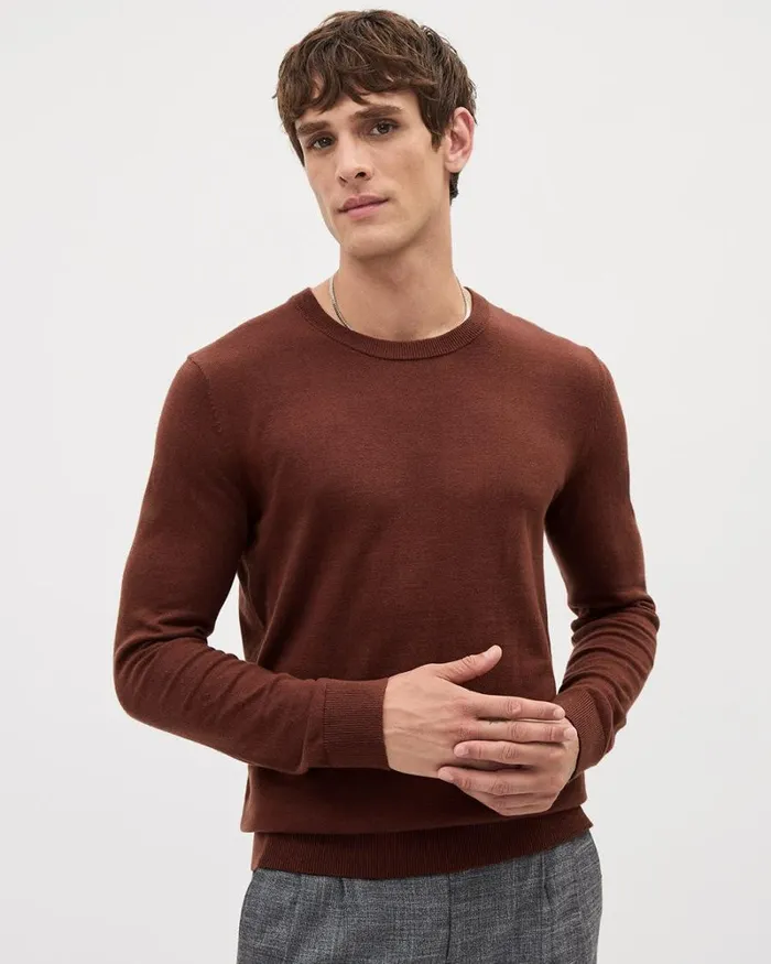 RWandCO Sweaters and Cardigans Solid LongSleeve CrewNeck Sweater Cinnabar 8211 Men RWandCO Sweaters and Cardigans Solid LongSleeve CrewNeck Sweater Cinnabar 8211 Men