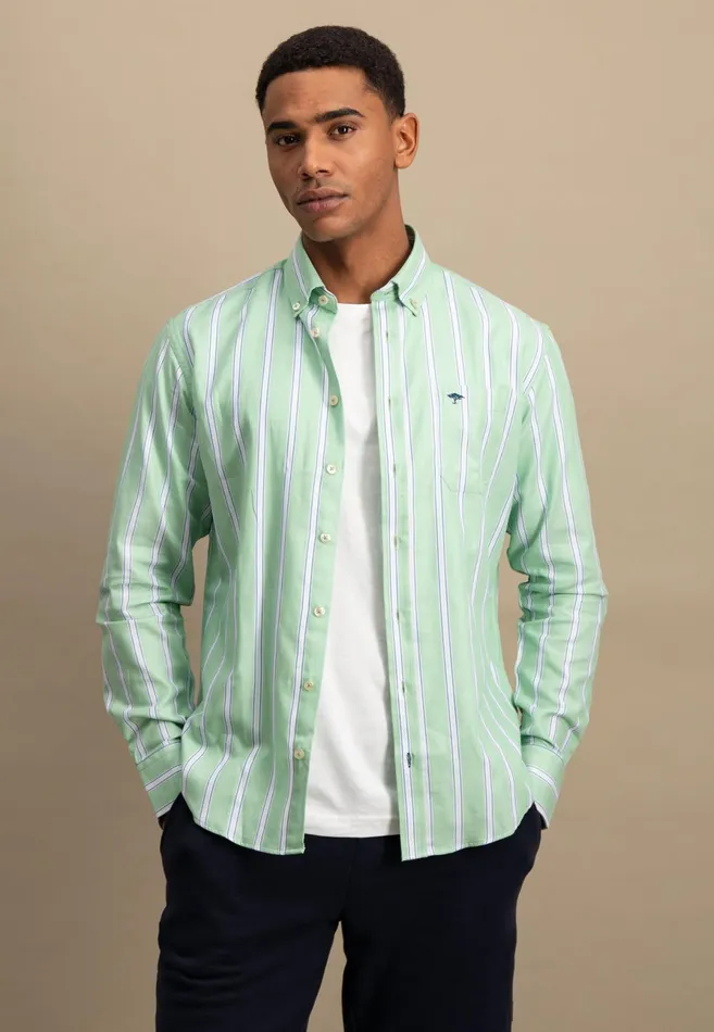 Shirts Men FYNCHHATTON Shirt With Buttondown Collar And Stripes Summer Breezeturf Green